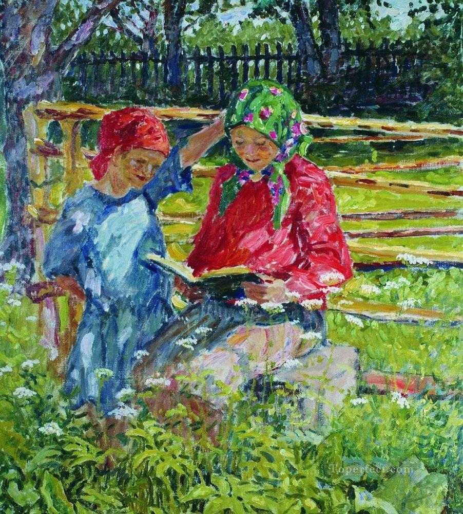 ハンカチをかぶった少女たち ニコライ・ボグダノフ・ベルスキー油絵